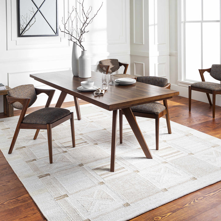 Pearcedale Modern Geometrical Design Ivory And Beige Area Rug