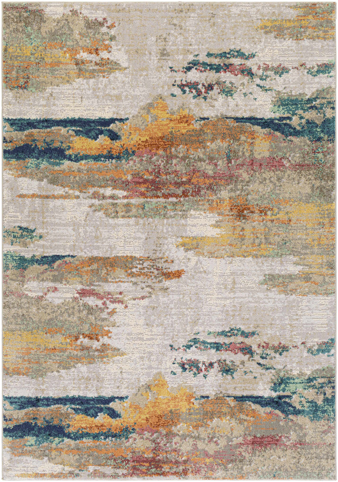 Pearces Ivory And Teal Modern Abstract Design Area Rug