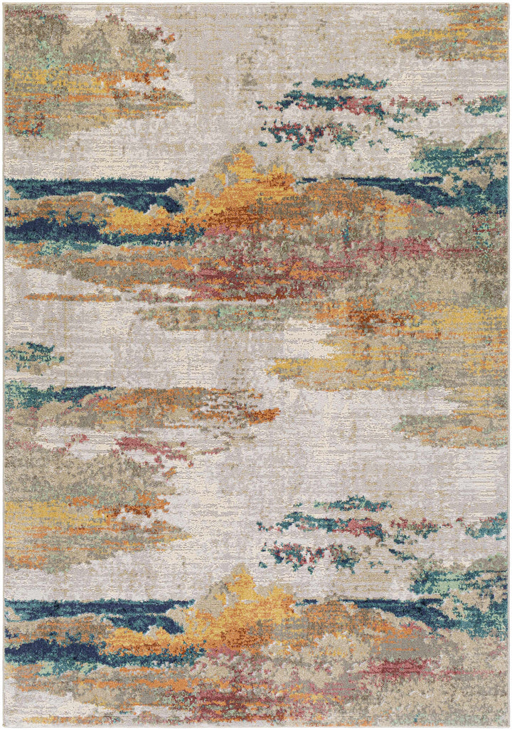 Pearces Ivory And Teal Modern Abstract Design Area Rug