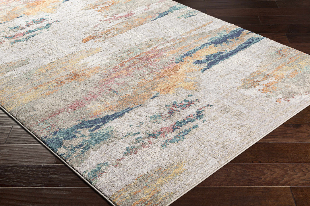 Pearces Ivory And Teal Modern Abstract Design Area Rug