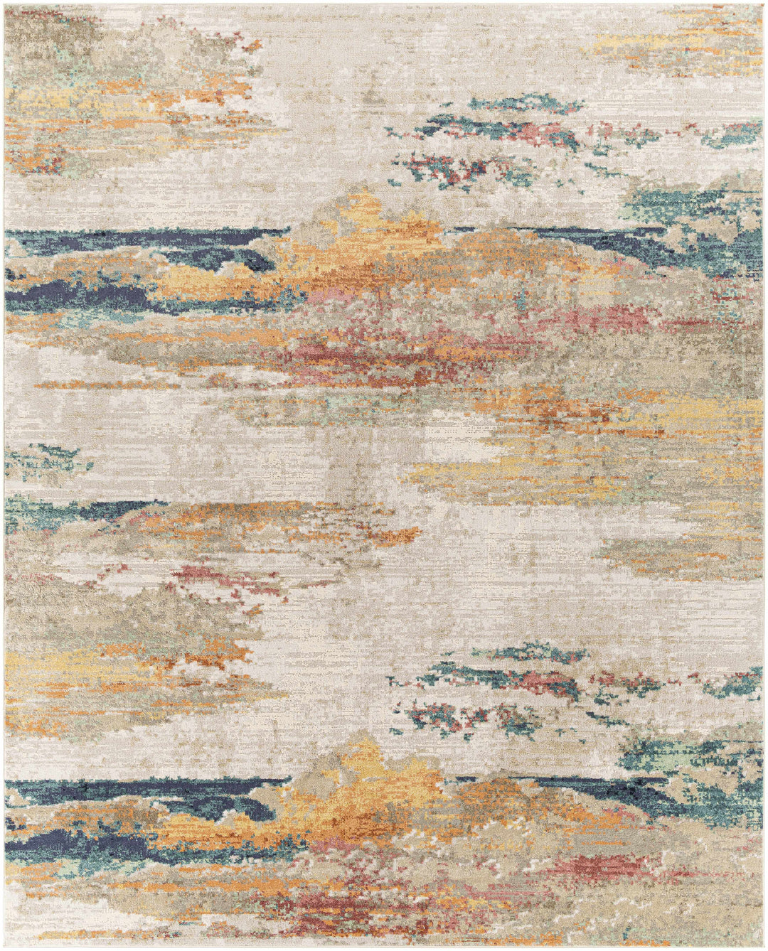 Pearces Ivory And Teal Modern Abstract Design Area Rug