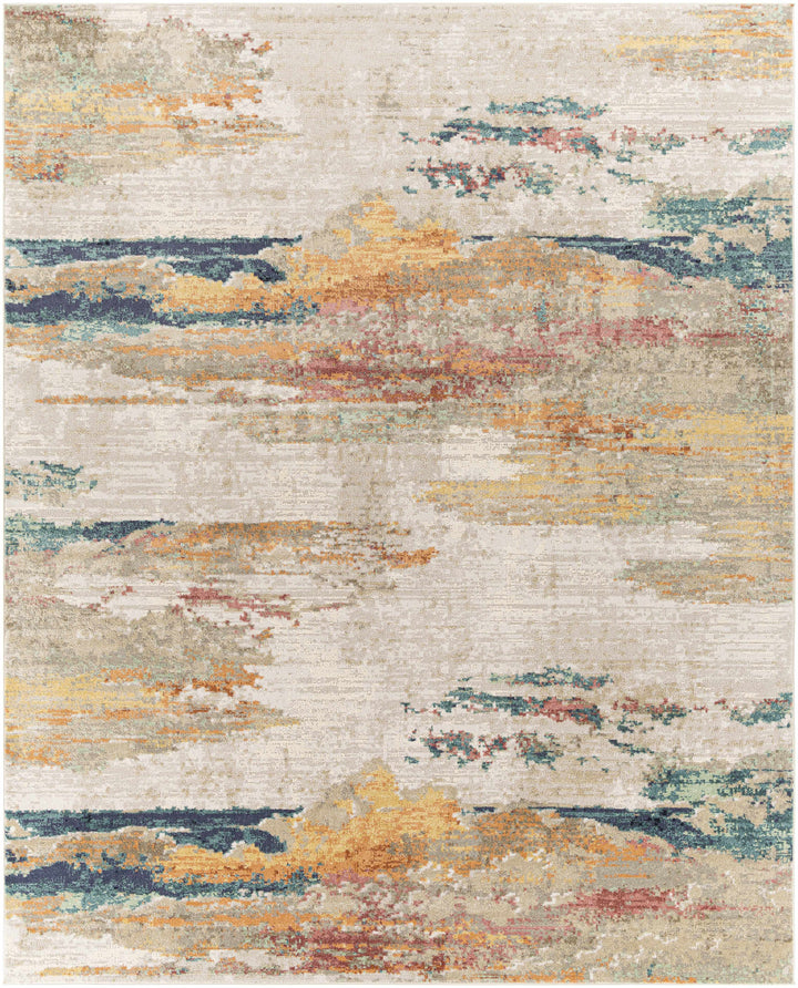 Pearces Ivory And Teal Modern Abstract Design Area Rug