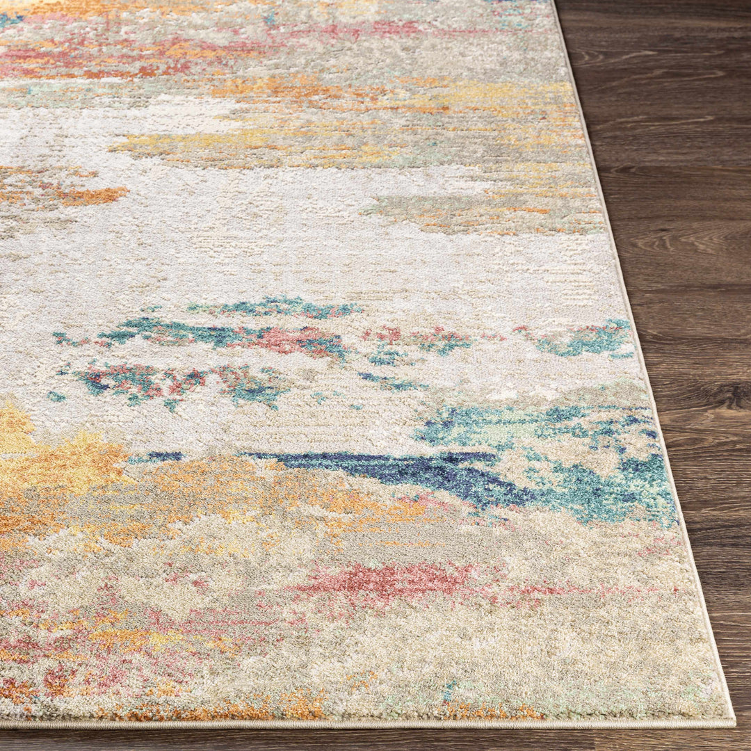 Pearces Ivory And Teal Modern Abstract Design Area Rug