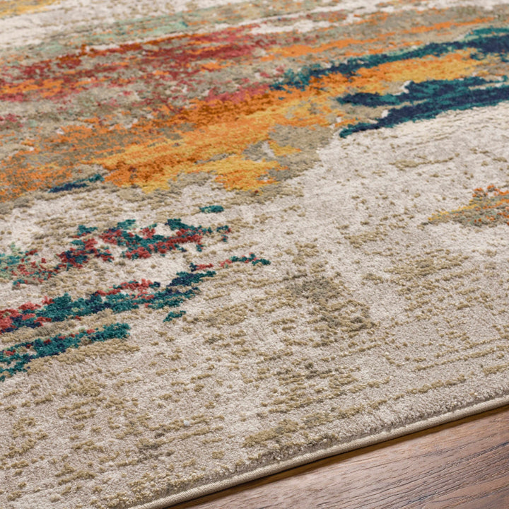 Pearces Ivory And Teal Modern Abstract Design Area Rug