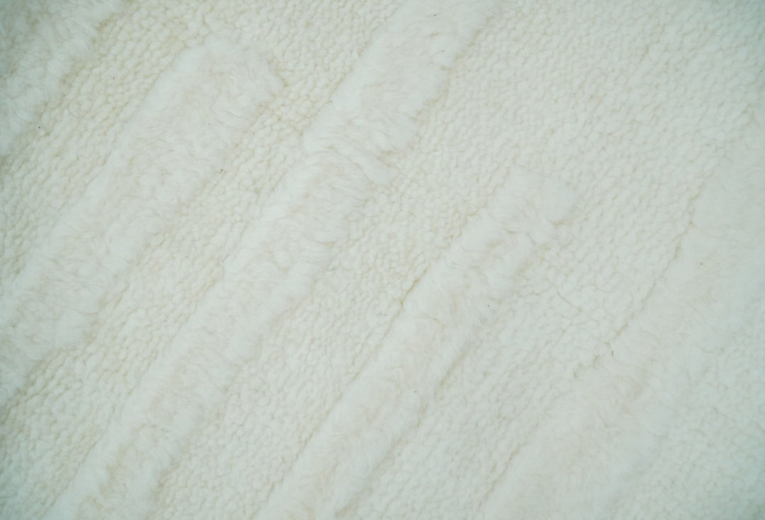 Premium 8x10 carved Texture Ivory hand knotted wool Area rug - The Rug Decor