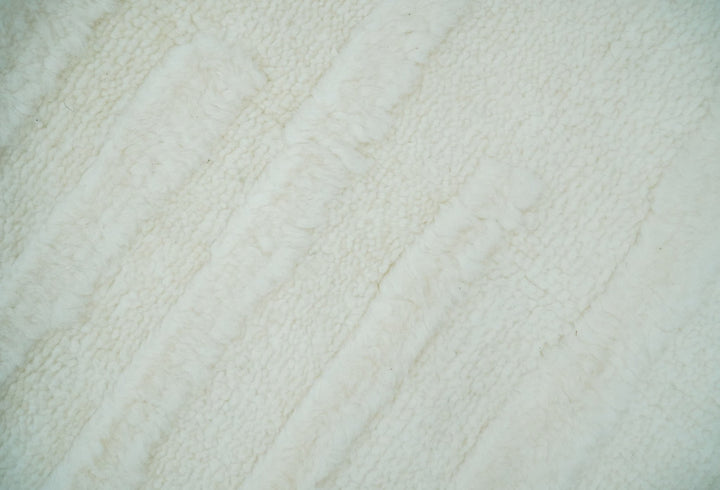 Premium 8x10 carved Texture Ivory hand knotted wool Area rug - The Rug Decor