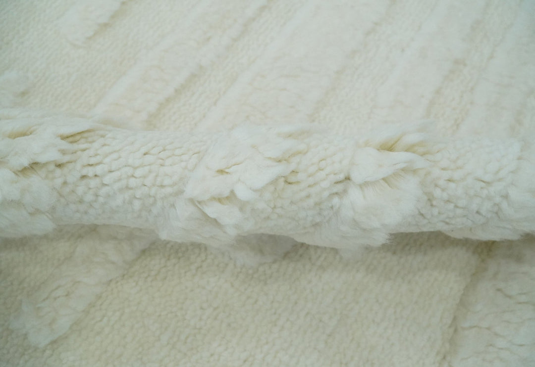 Premium 8x10 carved Texture Ivory hand knotted wool Area rug - The Rug Decor