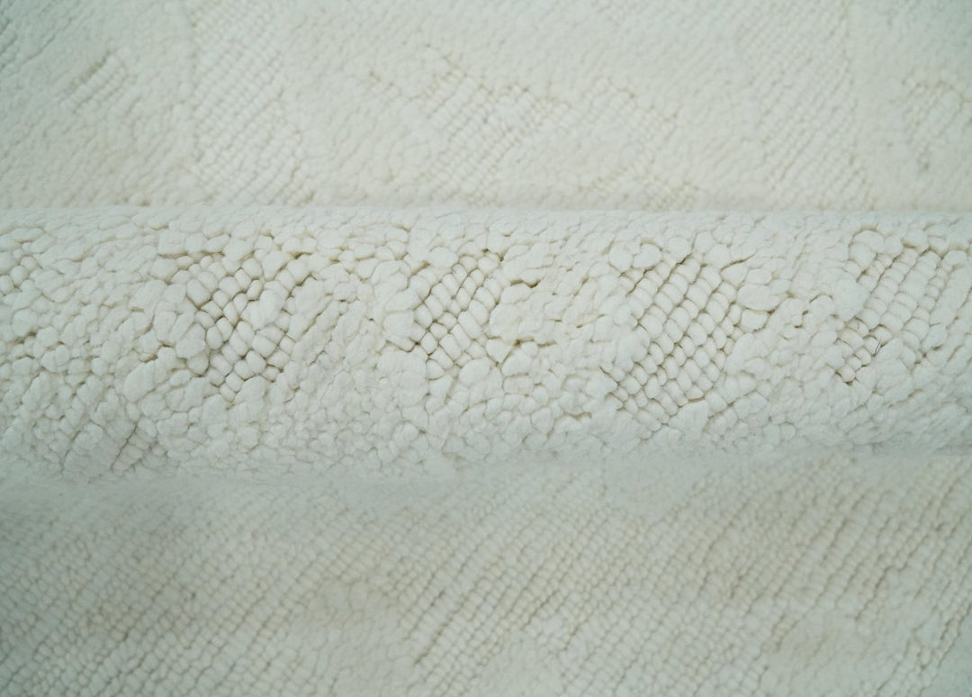 Premium 8x10 carved Texture Ivory Traditional hand knotted wool Area rug - The Rug Decor