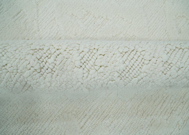 Premium 8x10 carved Texture Ivory Traditional hand knotted wool Area rug - The Rug Decor