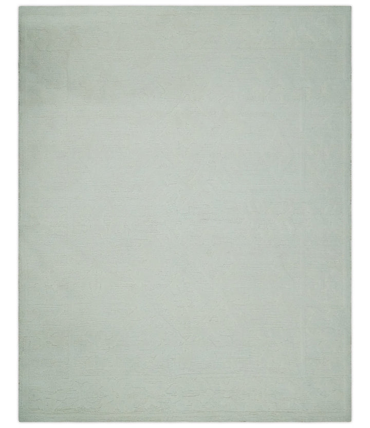 Premium 8x10 carved Texture Ivory Traditional hand knotted wool Area rug - The Rug Decor