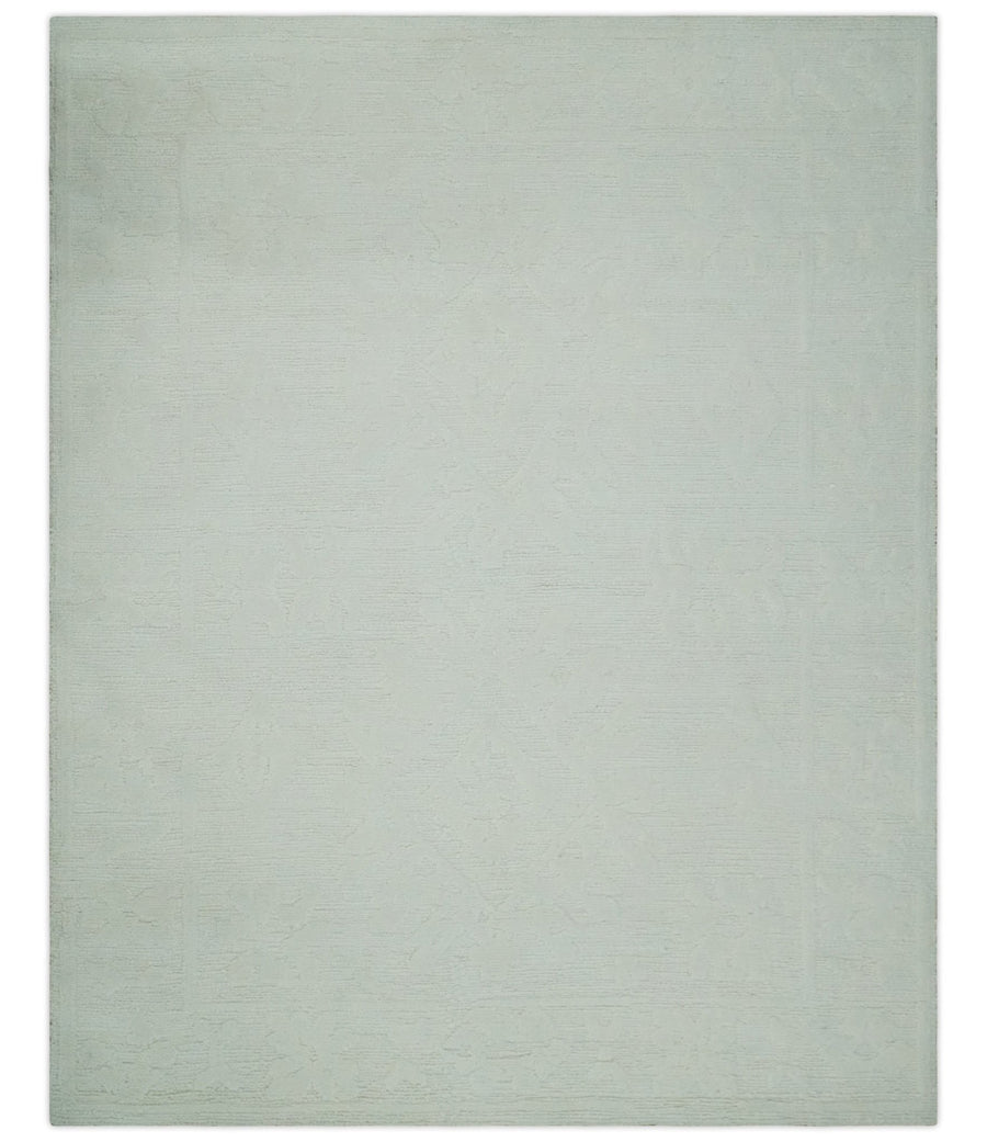 Premium 8x10 carved Texture Ivory Traditional hand knotted wool Area rug - The Rug Decor