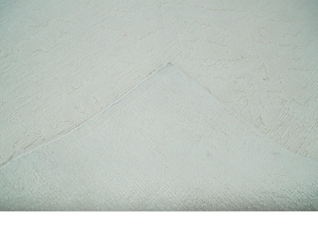 Premium 8x10 carved Texture Ivory Traditional hand knotted wool Area rug - The Rug Decor