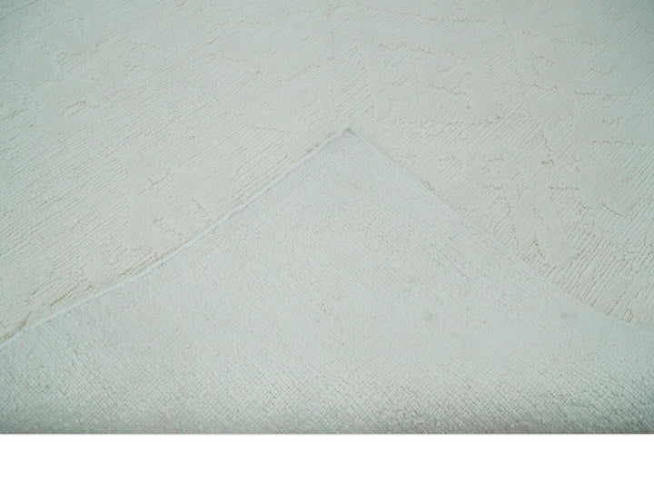 Premium 8x10 carved Texture Ivory Traditional hand knotted wool Area rug - The Rug Decor