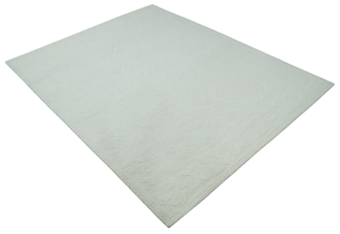 Premium 8x10 carved Texture Ivory Traditional hand knotted wool Area rug - The Rug Decor