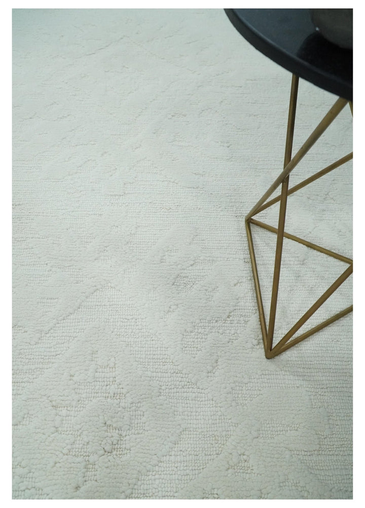 Premium 8x10 carved Texture Ivory Traditional hand knotted wool Area rug - The Rug Decor