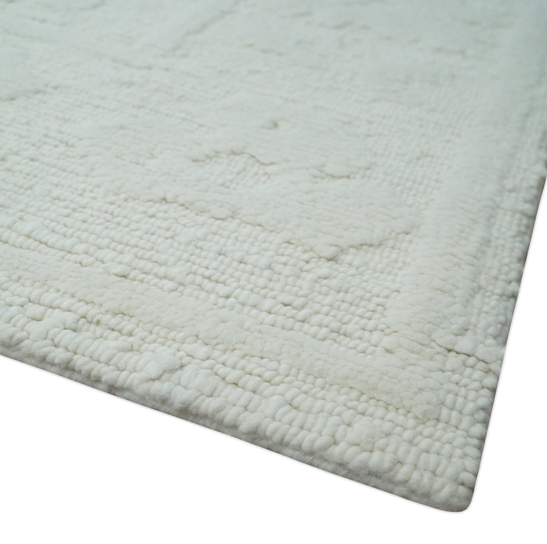 Premium 8x10 carved Texture Ivory Traditional hand knotted wool Area rug - The Rug Decor