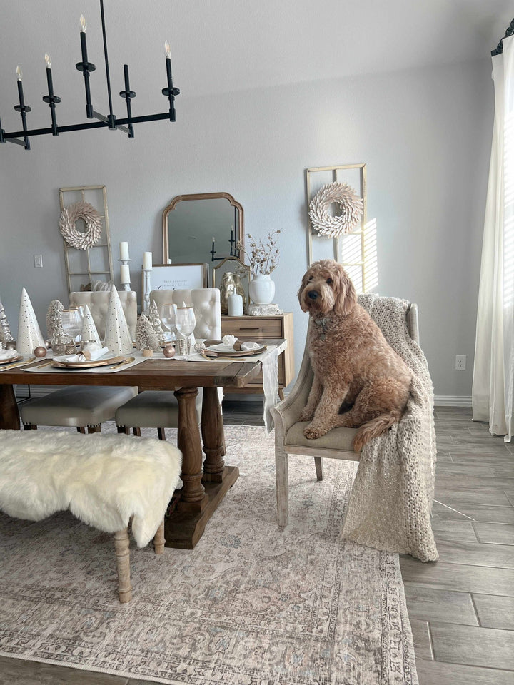 Premium Antique style Ivory, Beige and Brown Traditional Medallion Washable Area Rug - The Rug Decor