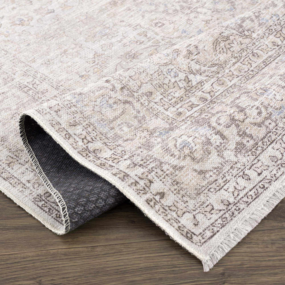 Premium Antique style Ivory, Beige and Brown Traditional Medallion Washable Area Rug - The Rug Decor