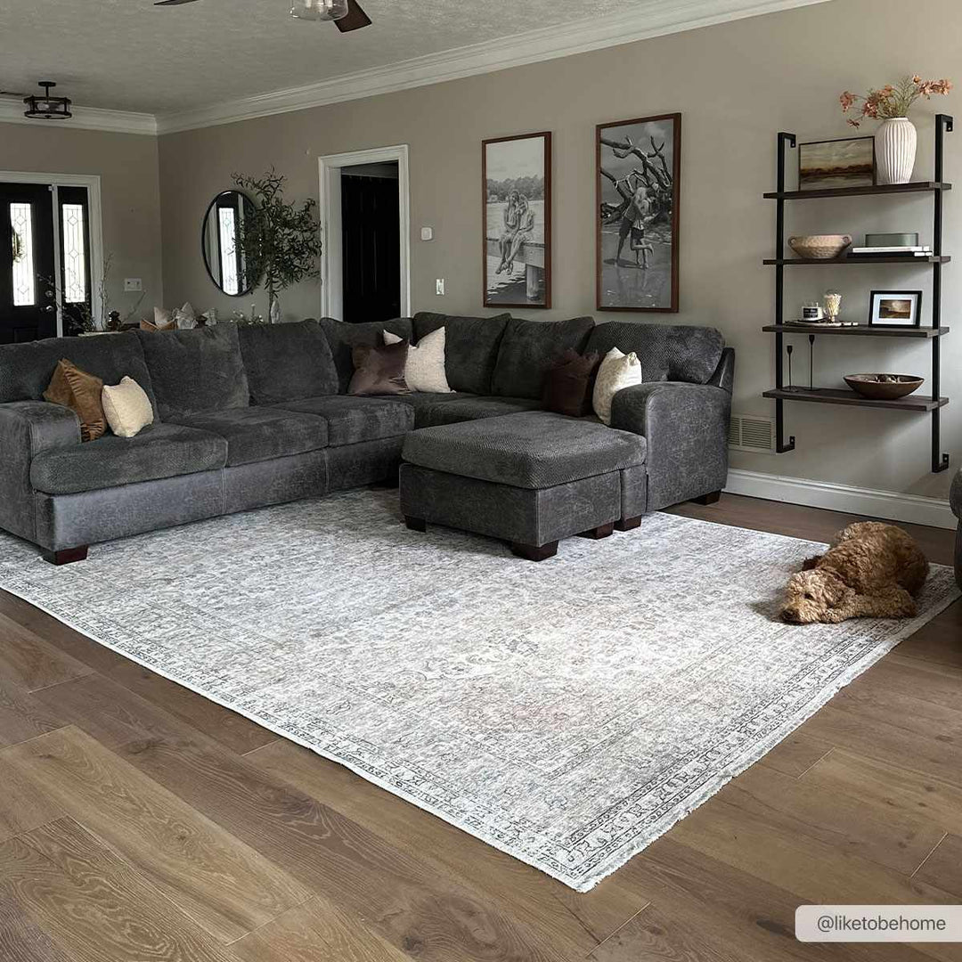 Premium Antique style Ivory, Beige and Brown Traditional Medallion Washable Area Rug - The Rug Decor