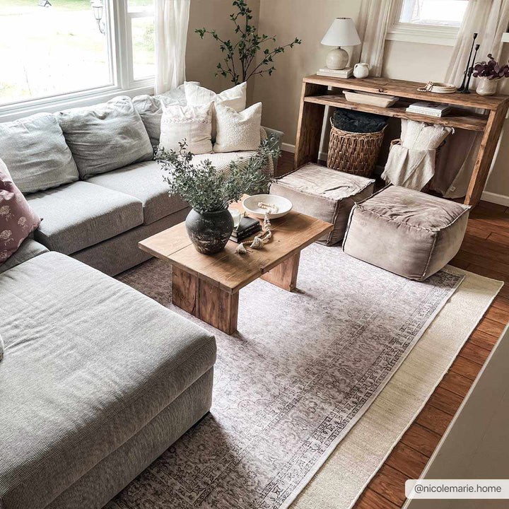 Premium Antique style Ivory, Beige and Brown Traditional Medallion Washable Area Rug - The Rug Decor