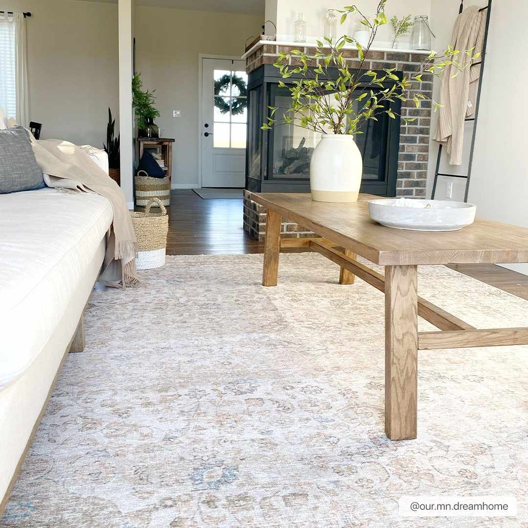 Premium Antique style Ivory, Beige and Brown Traditional Medallion Washable Area Rug - The Rug Decor