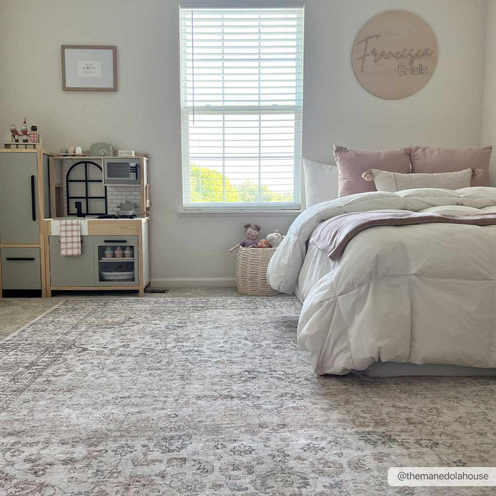 Premium Antique style Ivory, Beige and Brown Traditional Medallion Washable Area Rug - The Rug Decor