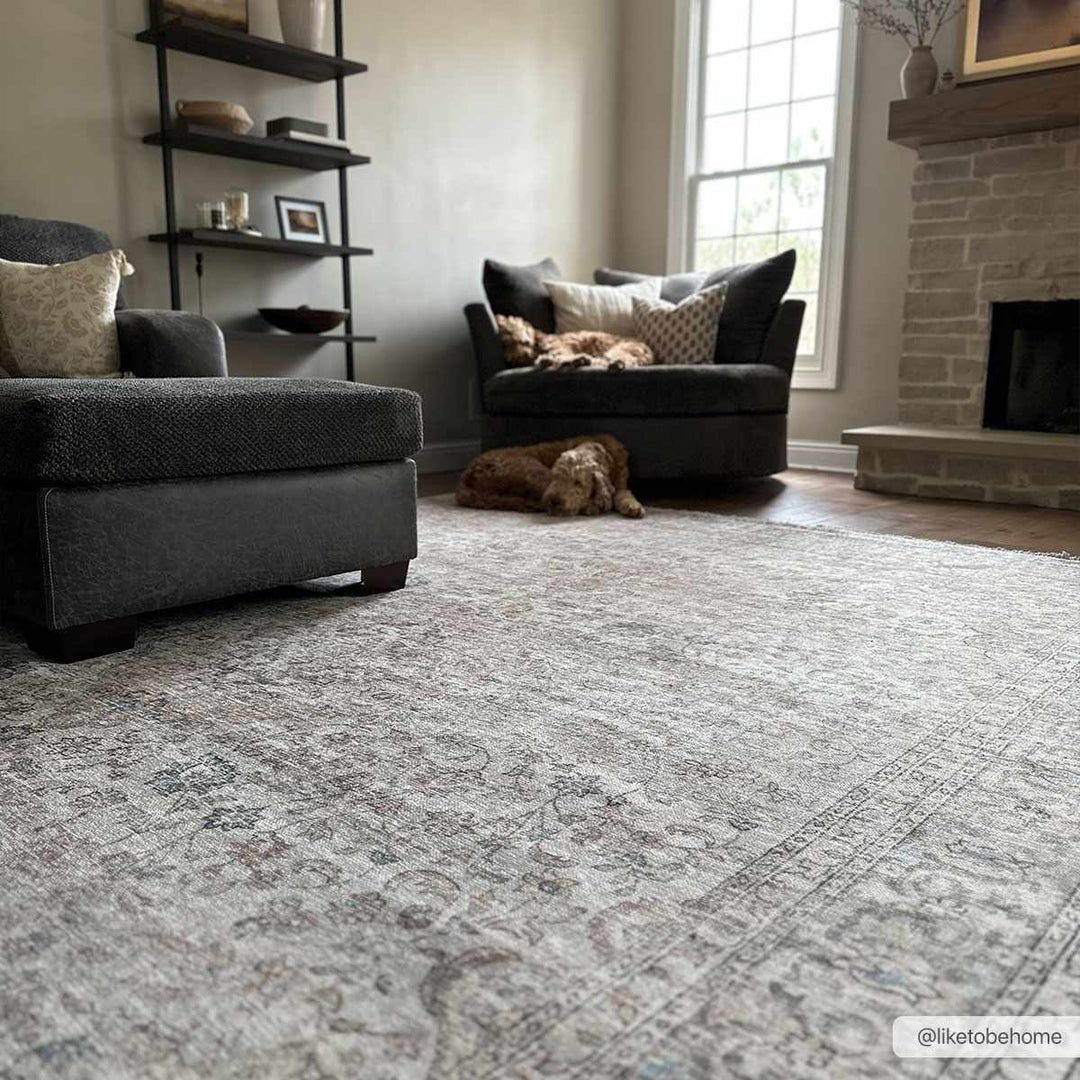 Premium Antique style Ivory, Beige and Brown Traditional Medallion Washable Area Rug - The Rug Decor
