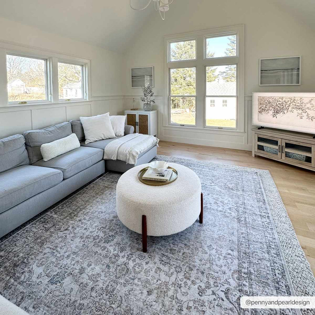 Premium Antique style Ivory, Beige and Brown Traditional Medallion Washable Area Rug - The Rug Decor