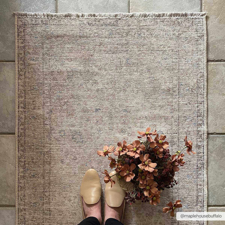Premium Antique style Ivory, Beige and Brown Traditional Medallion Washable Area Rug - The Rug Decor