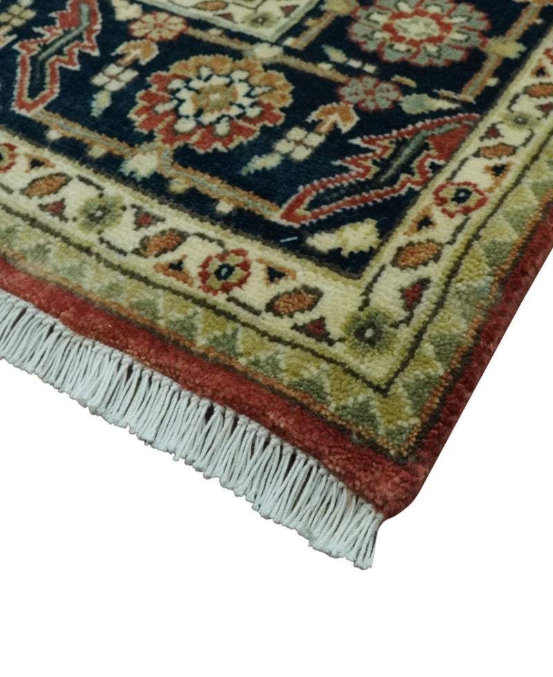 Premium Fine Hand knotted 8x10 Brown, Blue and Ivory Traditional wool Area Rug - The Rug Decor