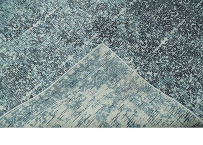 Premium look antique Design Teal, Charcoal and Ivory 5x8 Hand loom wool and Viscose Area Rug - The Rug Decor
