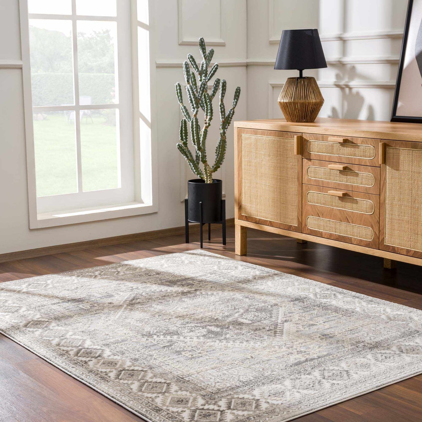 Premium look Beige, Gray and Taupe Traditional Heriz Medallion area rug - The Rug Decor