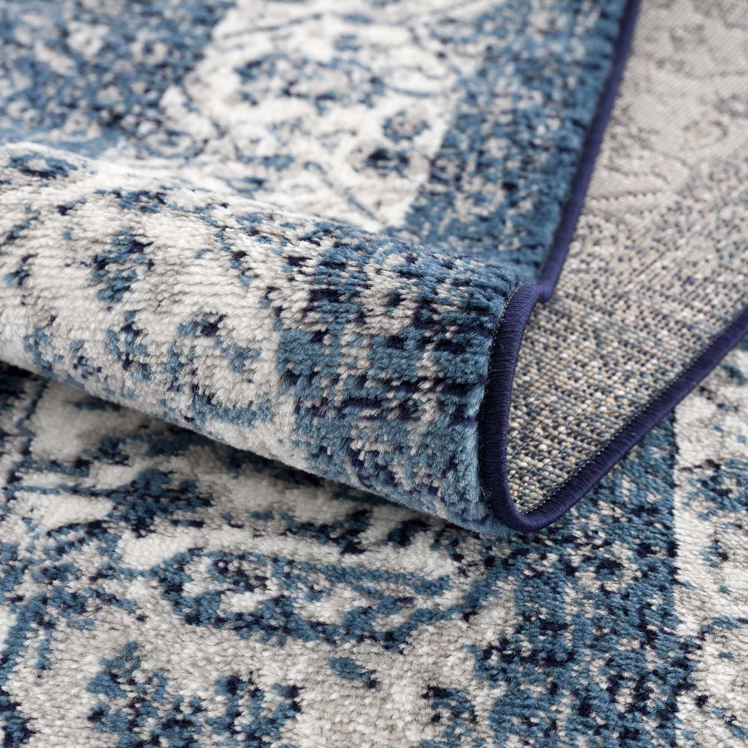 Premium look Blue and ivory Traditional Medallion Area Rug - The Rug Decor
