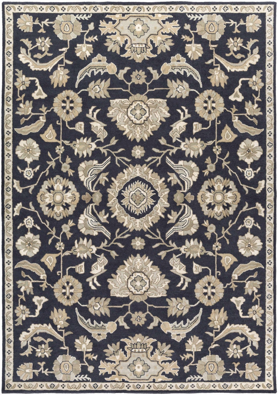 Premium look Floral Design Charcoal, Tan and Gray Hand Tufted Multi Size wool Rug - The Rug Decor