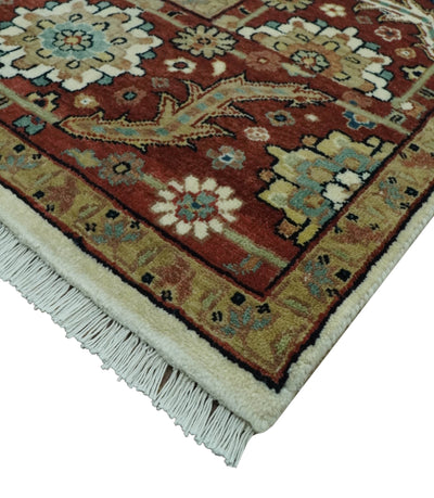 Premium Look Ivory, Rust and Brown Fine Hand knotted 8x10 Traditional Wool Area Rug - The Rug Decor