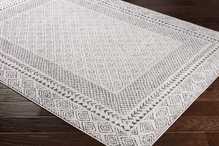 Premium modern geometrical Ivory and Charcoal Multi size area Rug - The Rug Decor