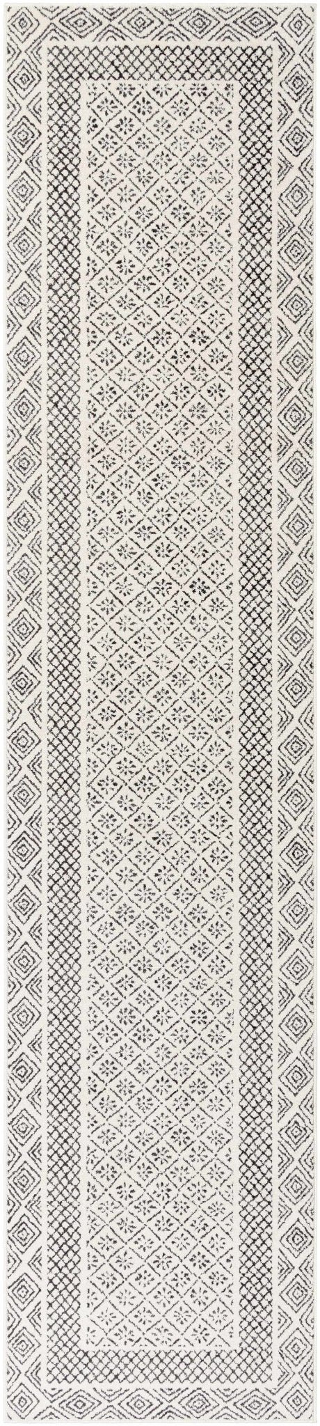 Premium modern geometrical Ivory and Charcoal Multi size area Rug - The Rug Decor