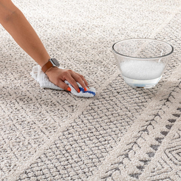 Premium modern geometrical Ivory and Charcoal Multi size area Rug - The Rug Decor