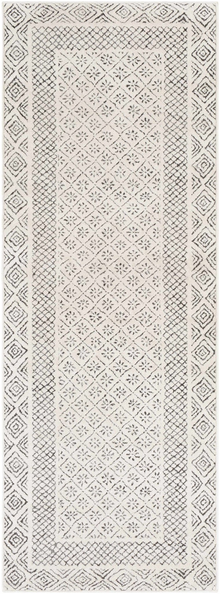 Premium modern geometrical Ivory and Charcoal Multi size area Rug - The Rug Decor