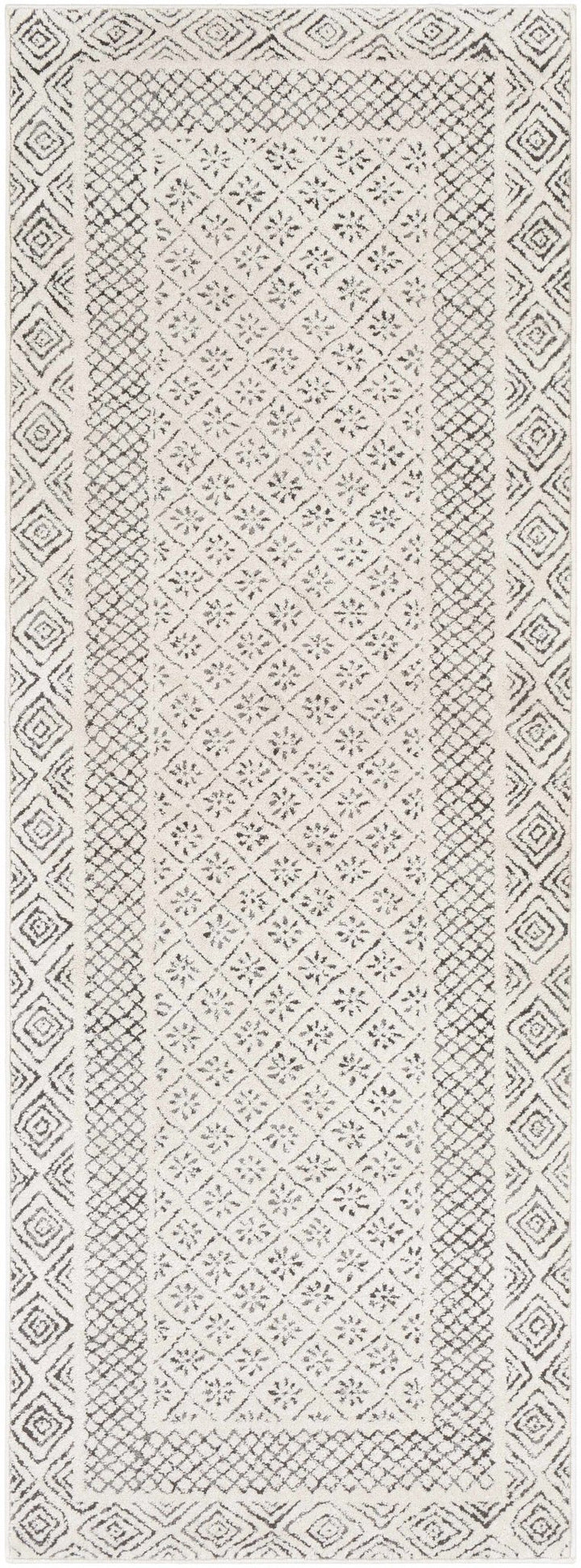 Premium modern geometrical Ivory and Charcoal Multi size area Rug - The Rug Decor