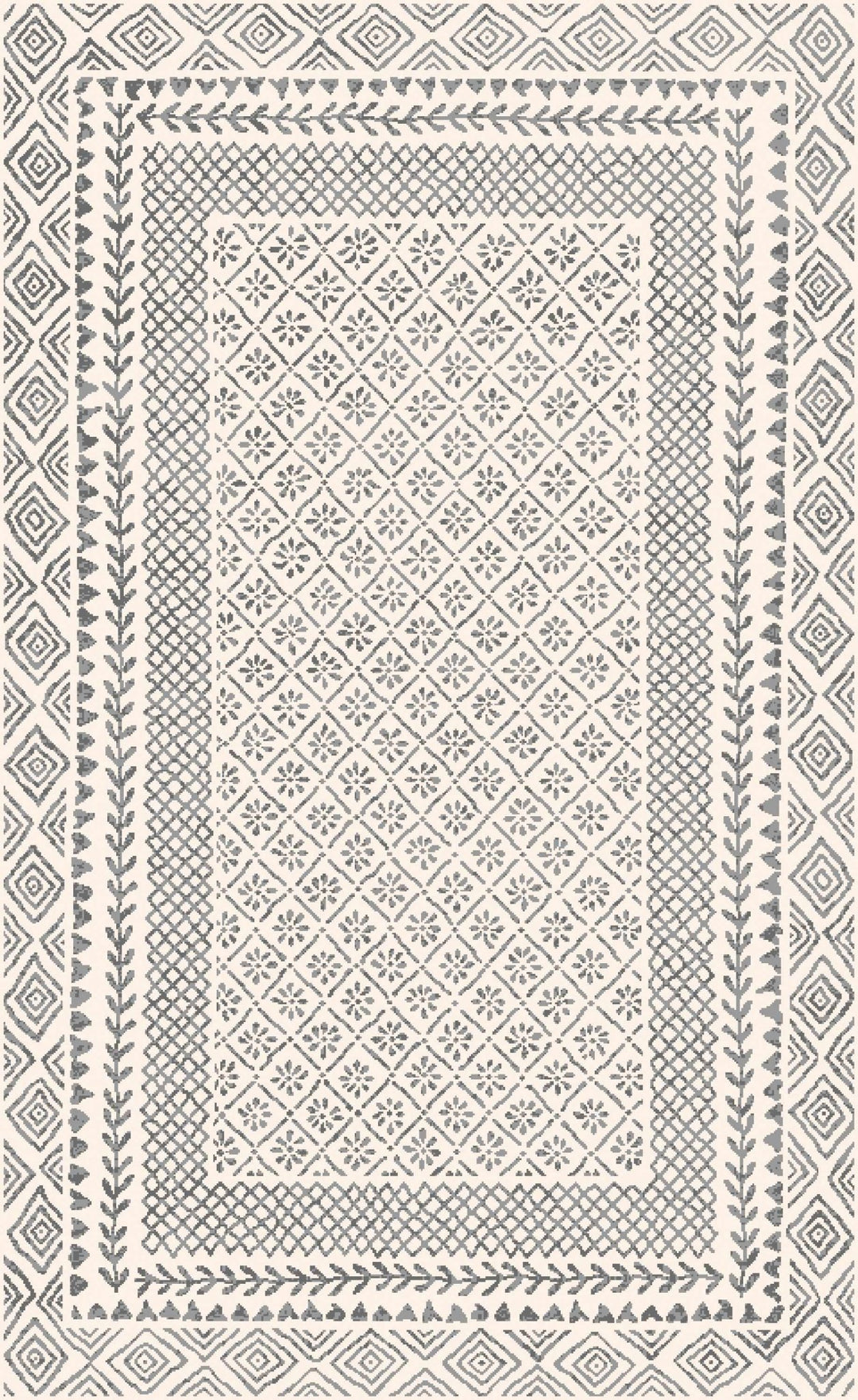 Premium modern geometrical Ivory and Charcoal Multi size area Rug - The Rug Decor