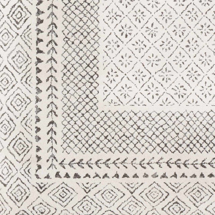 Premium modern geometrical Ivory and Charcoal Multi size area Rug - The Rug Decor