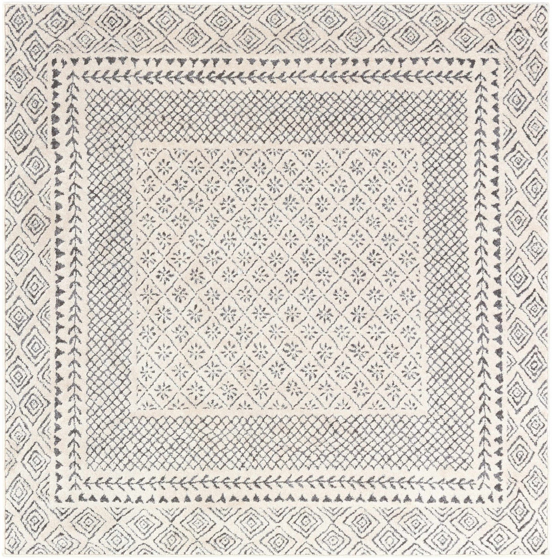 Premium modern geometrical Ivory and Charcoal Multi size area Rug - The Rug Decor