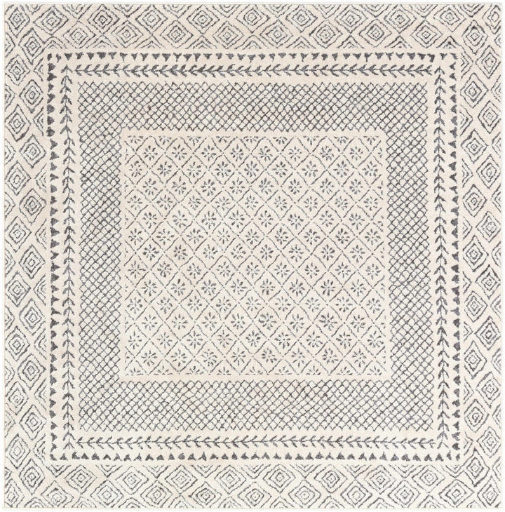 Premium modern geometrical Ivory and Charcoal Multi size area Rug - The Rug Decor