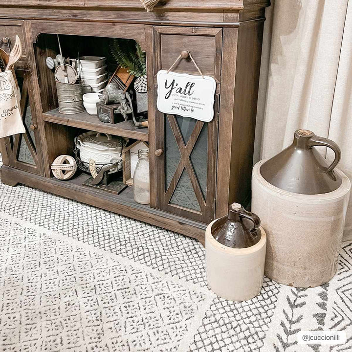 Premium modern geometrical Ivory and Charcoal Multi size area Rug - The Rug Decor