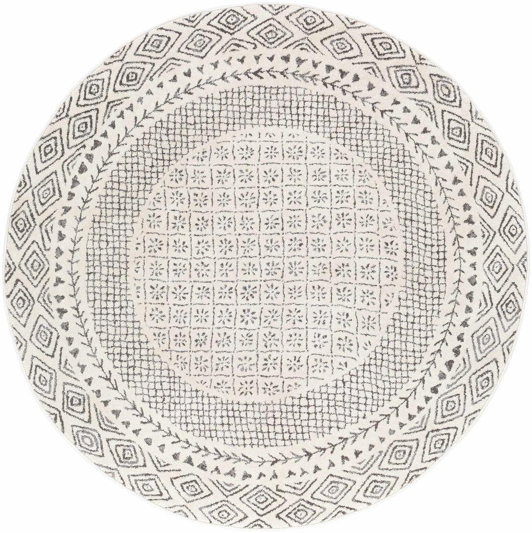 Premium modern geometrical Ivory and Charcoal Multi size area Rug - The Rug Decor