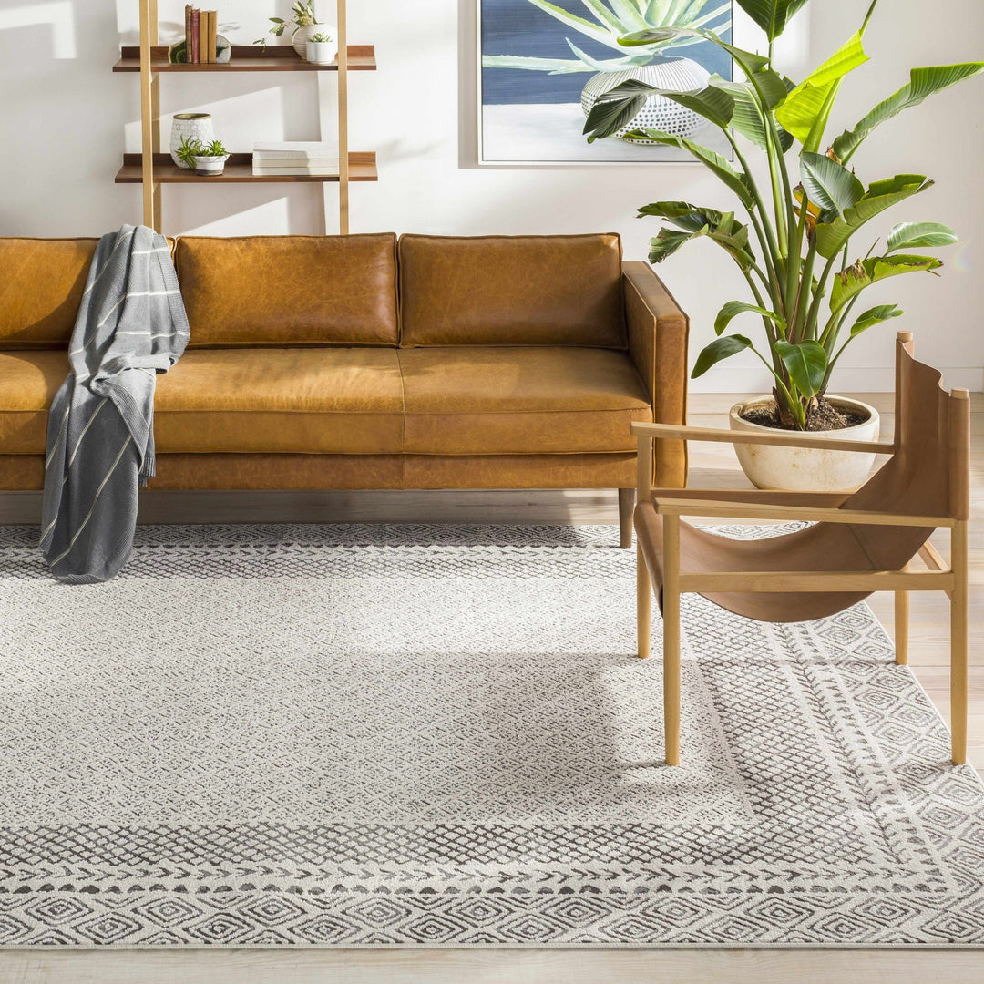 Premium modern geometrical Ivory and Charcoal Multi size area Rug - The Rug Decor