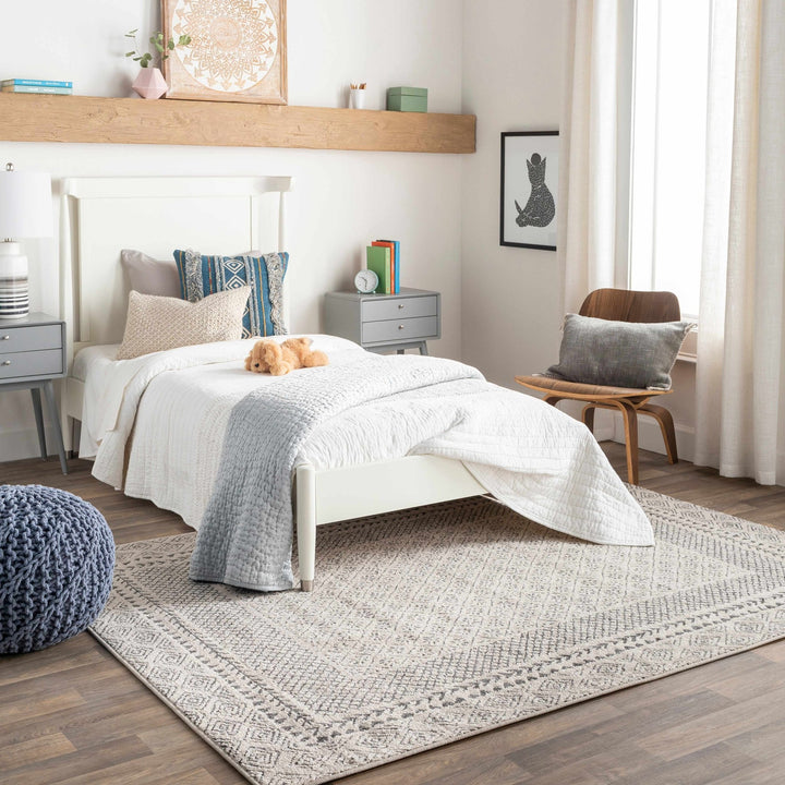Premium modern geometrical Ivory and Charcoal Multi size area Rug - The Rug Decor