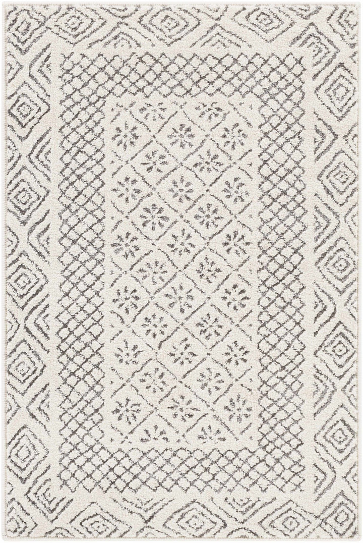 Premium modern geometrical Ivory and Charcoal Multi size area Rug - The Rug Decor