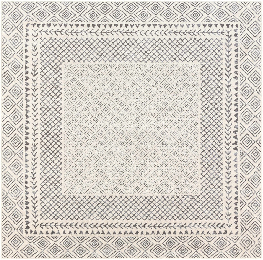 Premium modern geometrical Ivory and Charcoal Multi size area Rug - The Rug Decor